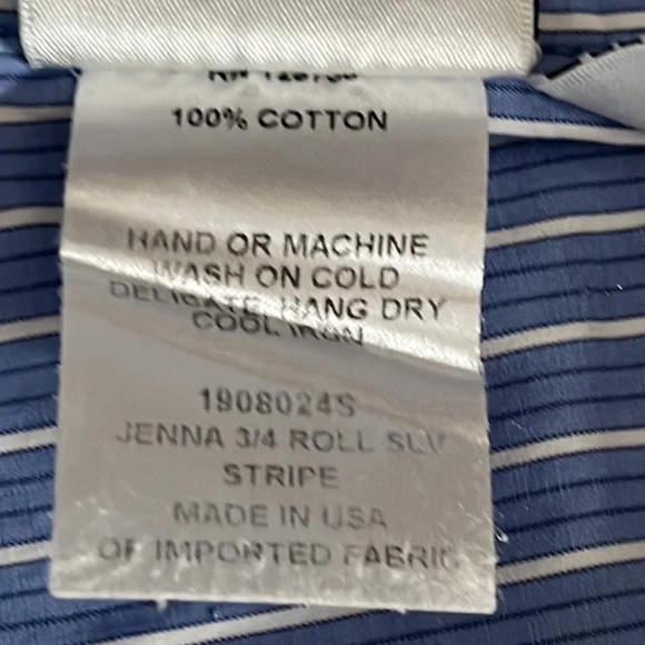 Finley Jenna 3/4 Roll Sleeve Tiered Sriped Blouse - Size Small - Picture 6 of 6